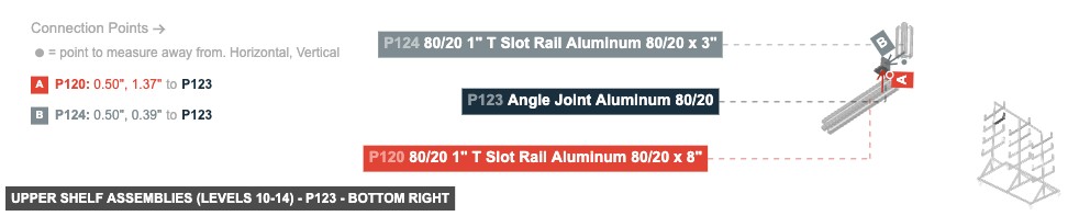 Upper Shelf Assemblies (Levels 10-14) - Part Angle Joint Aluminum 80/20 - bottom_right