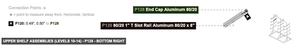 Upper Shelf Assemblies (Levels 10-14) - Part End Cap Aluminum 80/20 - bottom_right