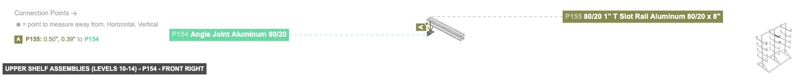 Upper Shelf Assemblies (Levels 10-14) - Part Angle Joint Aluminum 80/20 - front_right