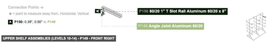 Upper Shelf Assemblies (Levels 10-14) - Part Angle Joint Aluminum 80/20 - front_right
