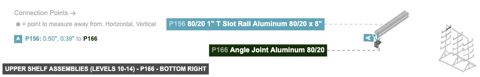 Upper Shelf Assemblies (Levels 10-14) - Part Angle Joint Aluminum 80/20 - bottom_right
