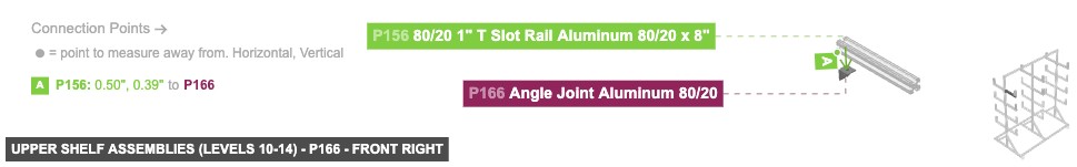 Upper Shelf Assemblies (Levels 10-14) - Part Angle Joint Aluminum 80/20 - front_right
