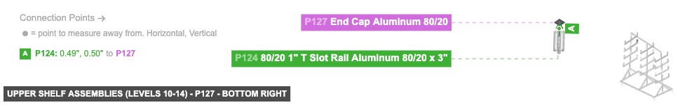 Upper Shelf Assemblies (Levels 10-14) - Part End Cap Aluminum 80/20 - bottom_right