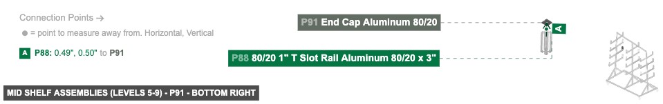 Mid Shelf Assemblies (Levels 5-9) - Part End Cap Aluminum 80/20 - bottom_right
