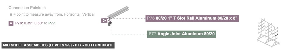 Mid Shelf Assemblies (Levels 5-9) - Part Angle Joint Aluminum 80/20 - bottom_right