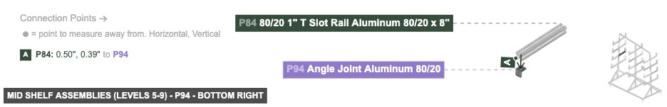 Mid Shelf Assemblies (Levels 5-9) - Part Angle Joint Aluminum 80/20 - bottom_right