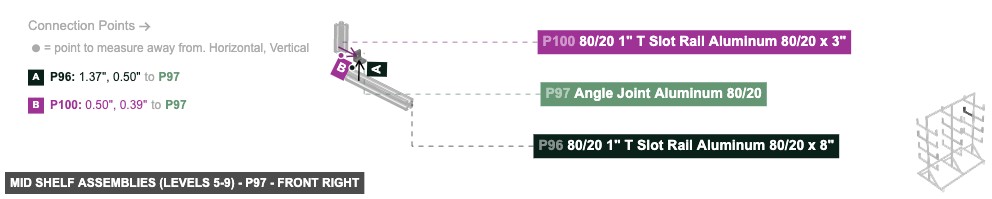 Mid Shelf Assemblies (Levels 5-9) - Part Angle Joint Aluminum 80/20 - front_right