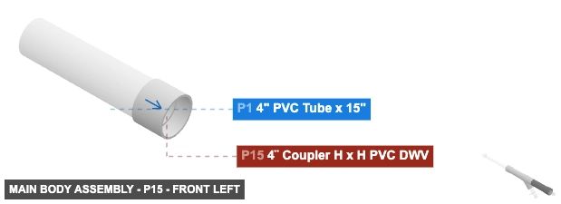 Main Body Assembly - Part 4¨ Coupler H x H PVC DWV - front_left