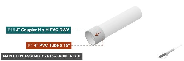 Main Body Assembly - Part 4¨ Coupler H x H PVC DWV - front_right