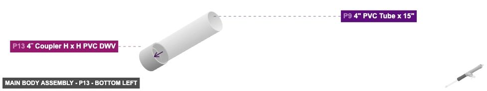 Main Body Assembly - Part 4¨ Coupler H x H PVC DWV - bottom_left