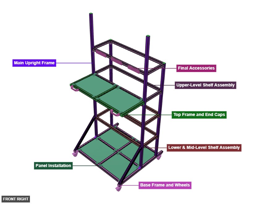 Aluminum Organizer Cart - Overview front_right