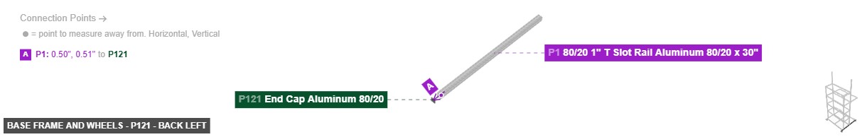 Base Frame and Wheels - Part End Cap Aluminum 80/20 - back_left