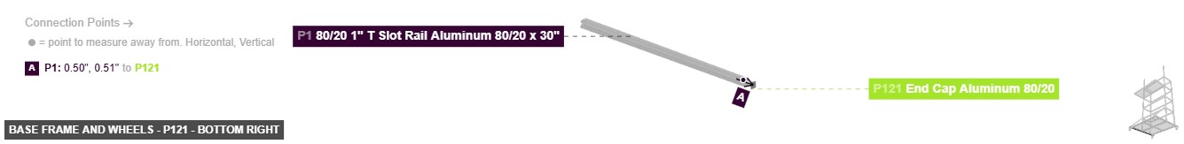 Base Frame and Wheels - Part End Cap Aluminum 80/20 - bottom_right