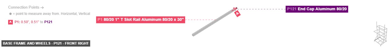 Base Frame and Wheels - Part End Cap Aluminum 80/20 - front_right