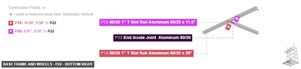 Base Frame and Wheels - Part End Inside Joint  Aluminum 80/20 - bottom_right