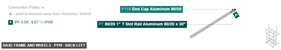 Base Frame and Wheels - Part End Cap Aluminum 80/20 - back_left