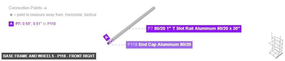 Base Frame and Wheels - Part End Cap Aluminum 80/20 - front_right