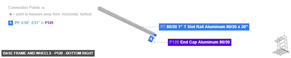 Base Frame and Wheels - Part End Cap Aluminum 80/20 - bottom_right