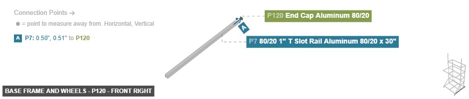 Base Frame and Wheels - Part End Cap Aluminum 80/20 - front_right