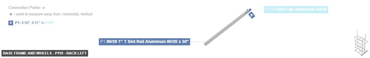 Base Frame and Wheels - Part End Cap Aluminum 80/20 - back_left