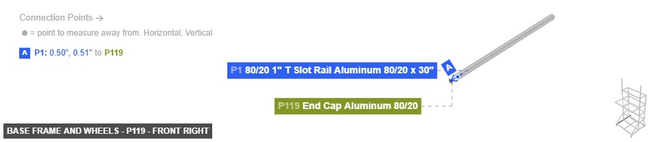 Base Frame and Wheels - Part End Cap Aluminum 80/20 - front_right