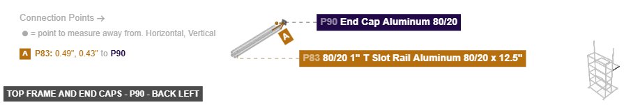 Top Frame and End Caps - Part End Cap Aluminum 80/20 - back_left