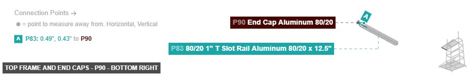 Top Frame and End Caps - Part End Cap Aluminum 80/20 - bottom_right