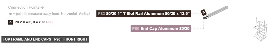 Top Frame and End Caps - Part End Cap Aluminum 80/20 - front_right