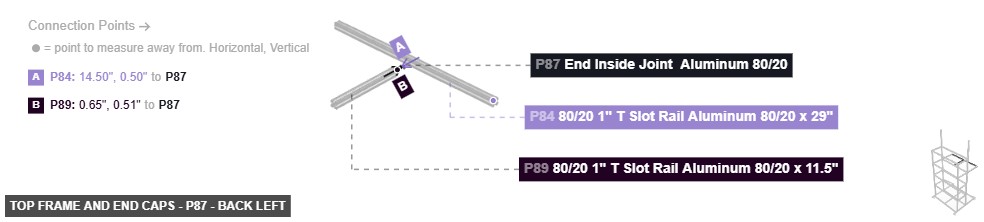 Top Frame and End Caps - Part End Inside Joint  Aluminum 80/20 - back_left