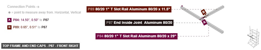 Top Frame and End Caps - Part End Inside Joint  Aluminum 80/20 - front_right