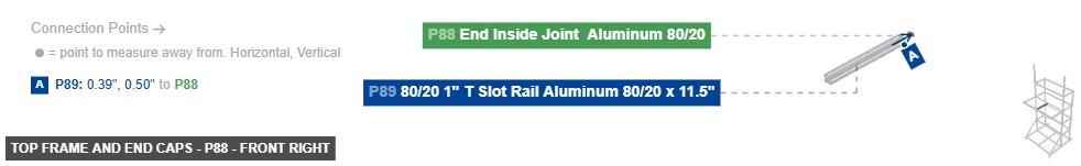 Top Frame and End Caps - Part End Inside Joint  Aluminum 80/20 - front_right