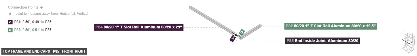 Top Frame and End Caps - Part End Inside Joint  Aluminum 80/20 - front_right
