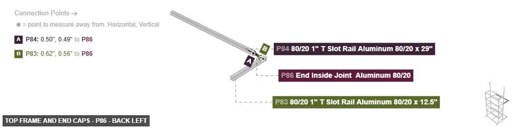 Top Frame and End Caps - Part End Inside Joint  Aluminum 80/20 - back_left