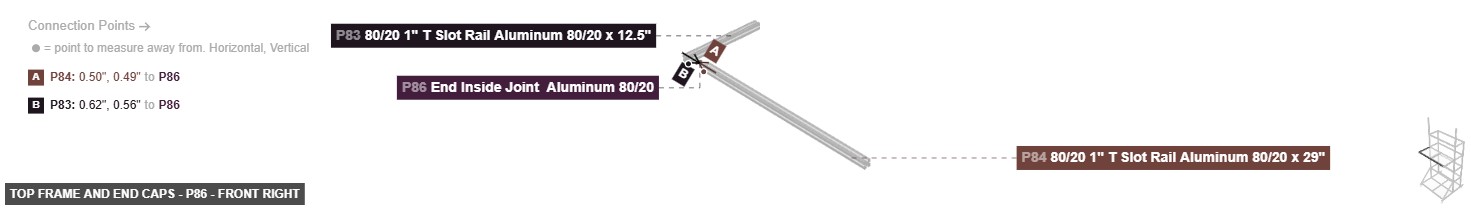 Top Frame and End Caps - Part End Inside Joint  Aluminum 80/20 - front_right