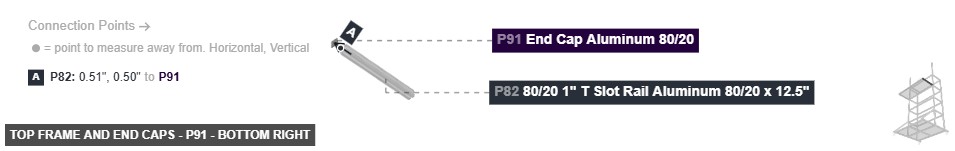 Top Frame and End Caps - Part End Cap Aluminum 80/20 - bottom_right