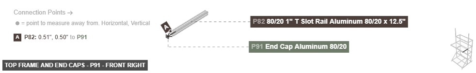 Top Frame and End Caps - Part End Cap Aluminum 80/20 - front_right