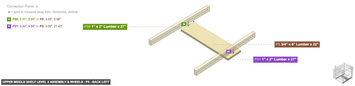 Upper Middle Shelf Level 2 Assembly & Wheels - Part 3/4