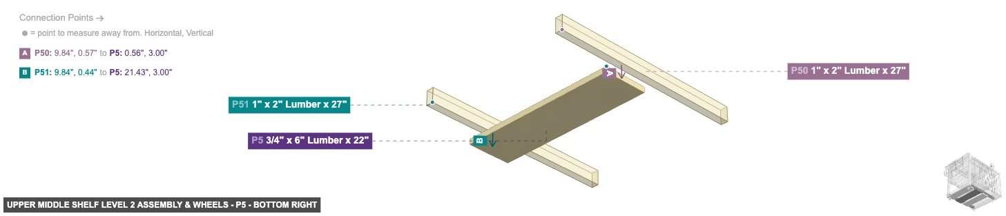 Upper Middle Shelf Level 2 Assembly & Wheels - Part 3/4