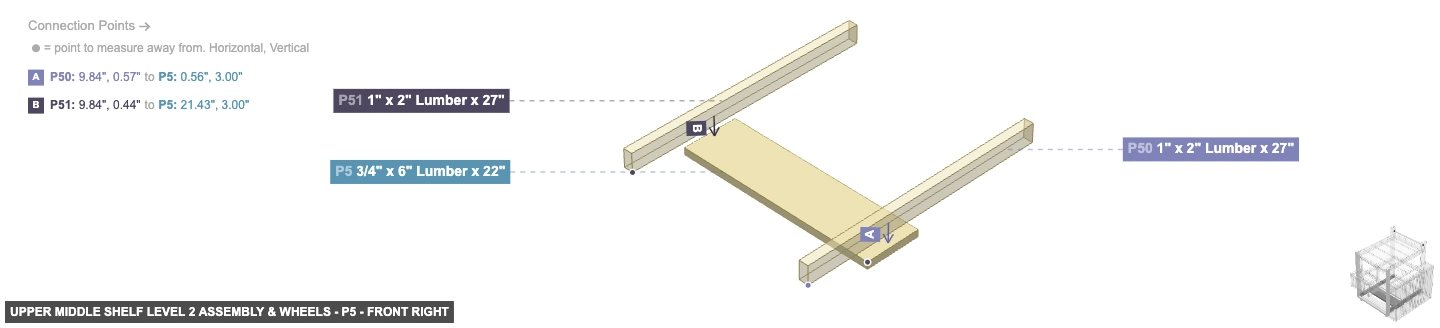 Upper Middle Shelf Level 2 Assembly & Wheels - Part 3/4