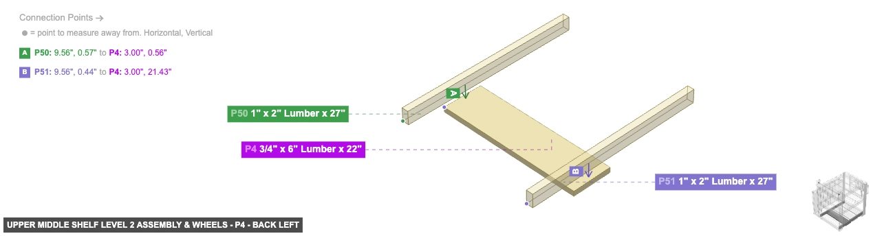 Upper Middle Shelf Level 2 Assembly & Wheels - Part 3/4