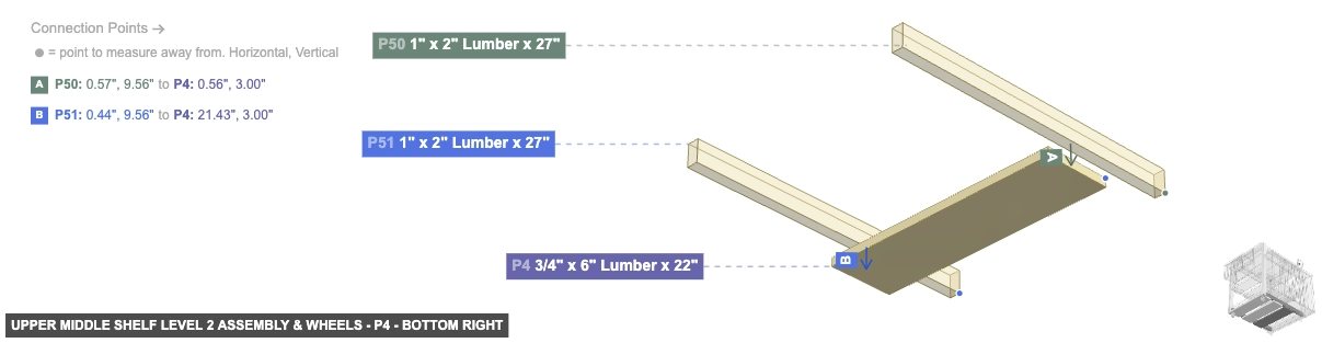 Upper Middle Shelf Level 2 Assembly & Wheels - Part 3/4