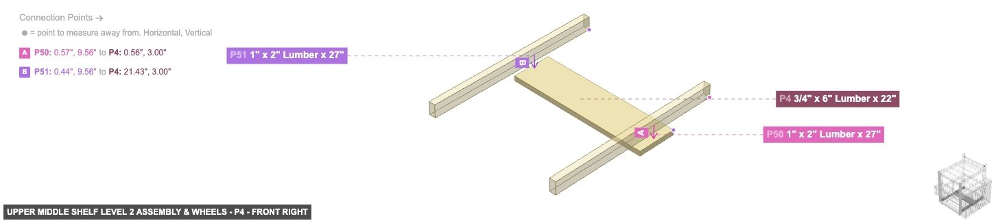 Upper Middle Shelf Level 2 Assembly & Wheels - Part 3/4