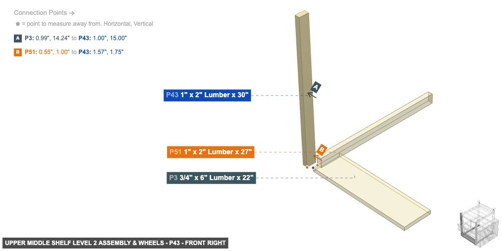 Upper Middle Shelf Level 2 Assembly & Wheels - Part 1