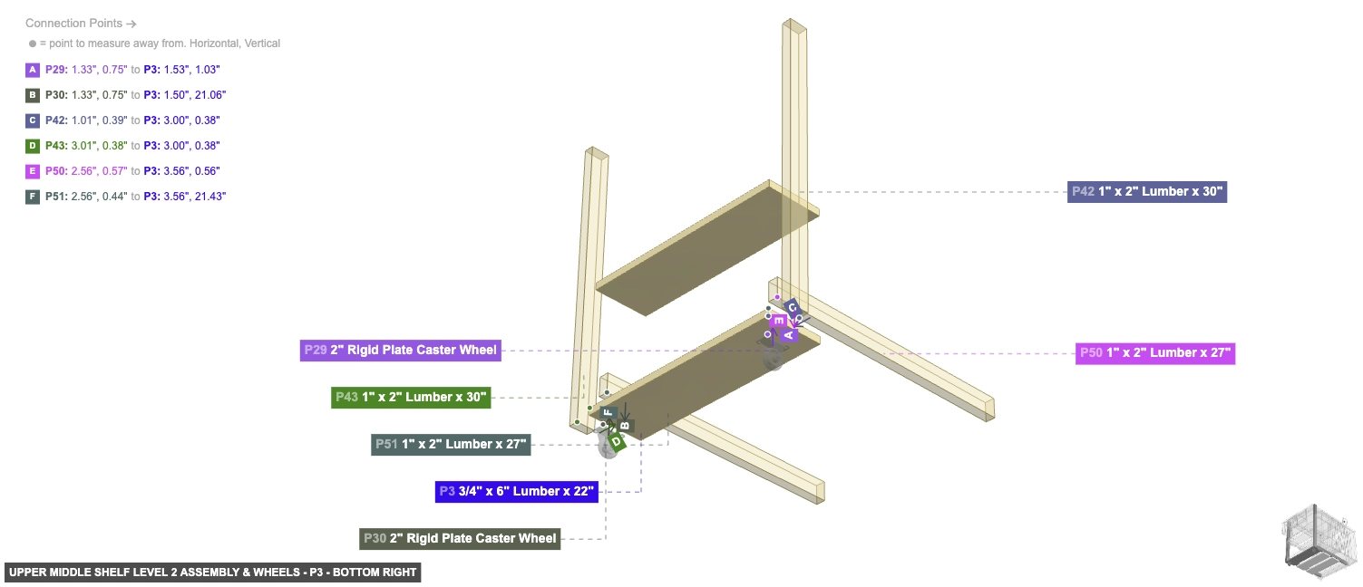 Upper Middle Shelf Level 2 Assembly & Wheels - Part 3/4