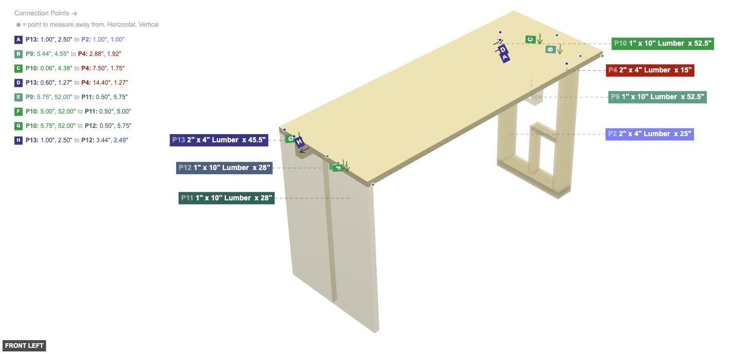 Assembly of Tabletop and Main Support Beam Assembly - front_left