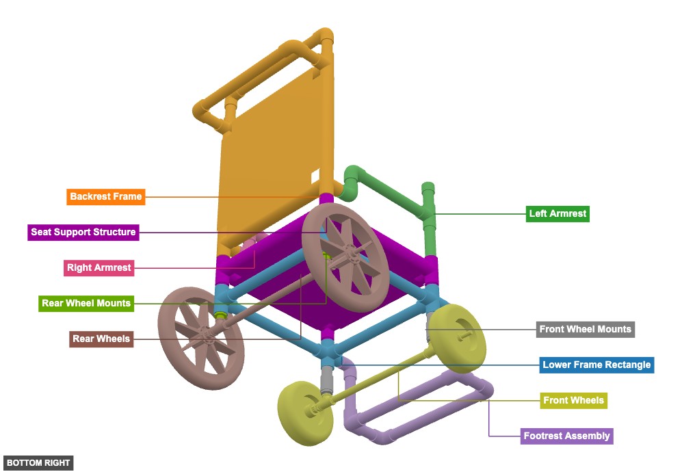 PVC Wheel Chair (16'' back wheel, 10'' front wheels) - Overview bottom_right