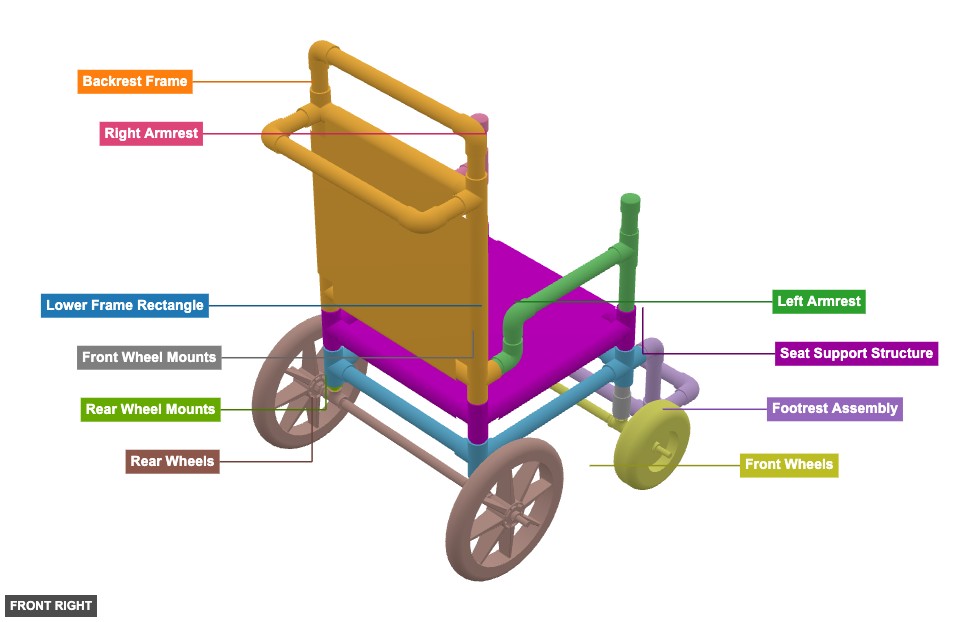 PVC Wheel Chair (16'' back wheel, 10'' front wheels) - Overview front_right