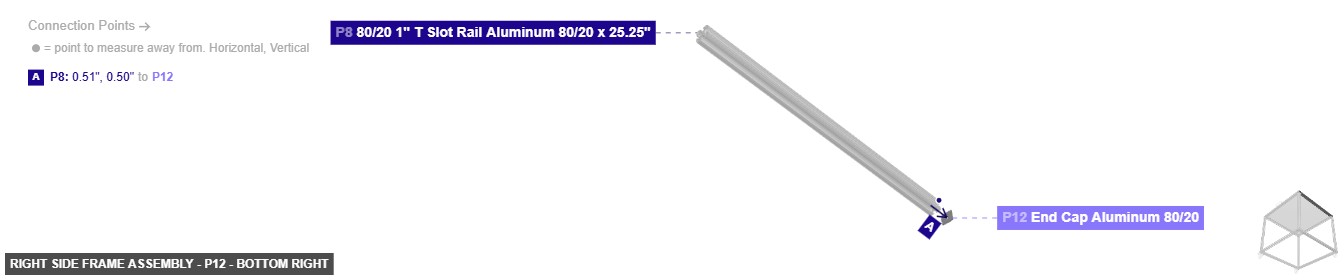 Right Side Frame Assembly - Part End Cap Aluminum 80/20 - bottom_right