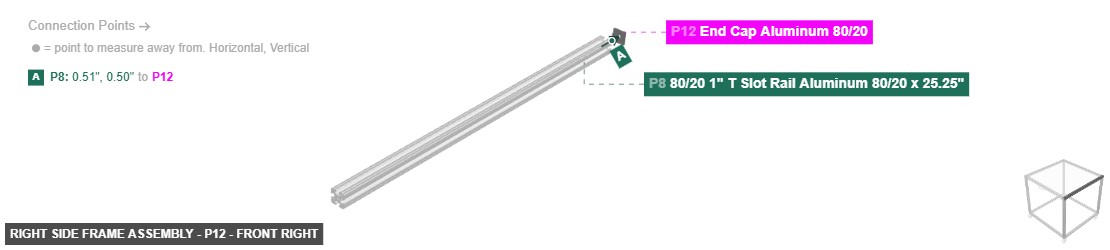 Right Side Frame Assembly - Part End Cap Aluminum 80/20 - front_right