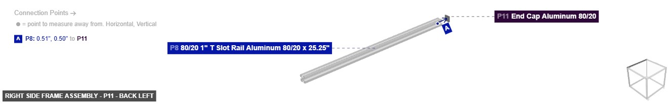 Right Side Frame Assembly - Part End Cap Aluminum 80/20 - back_left